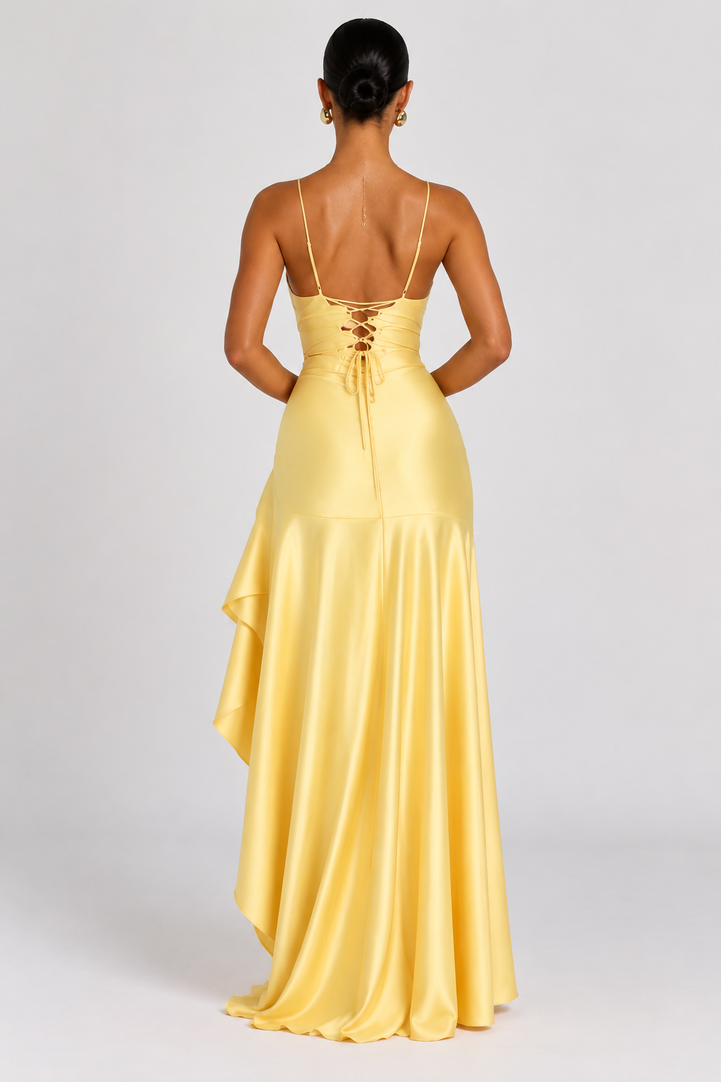 Veronica Satin Dress Yellow
