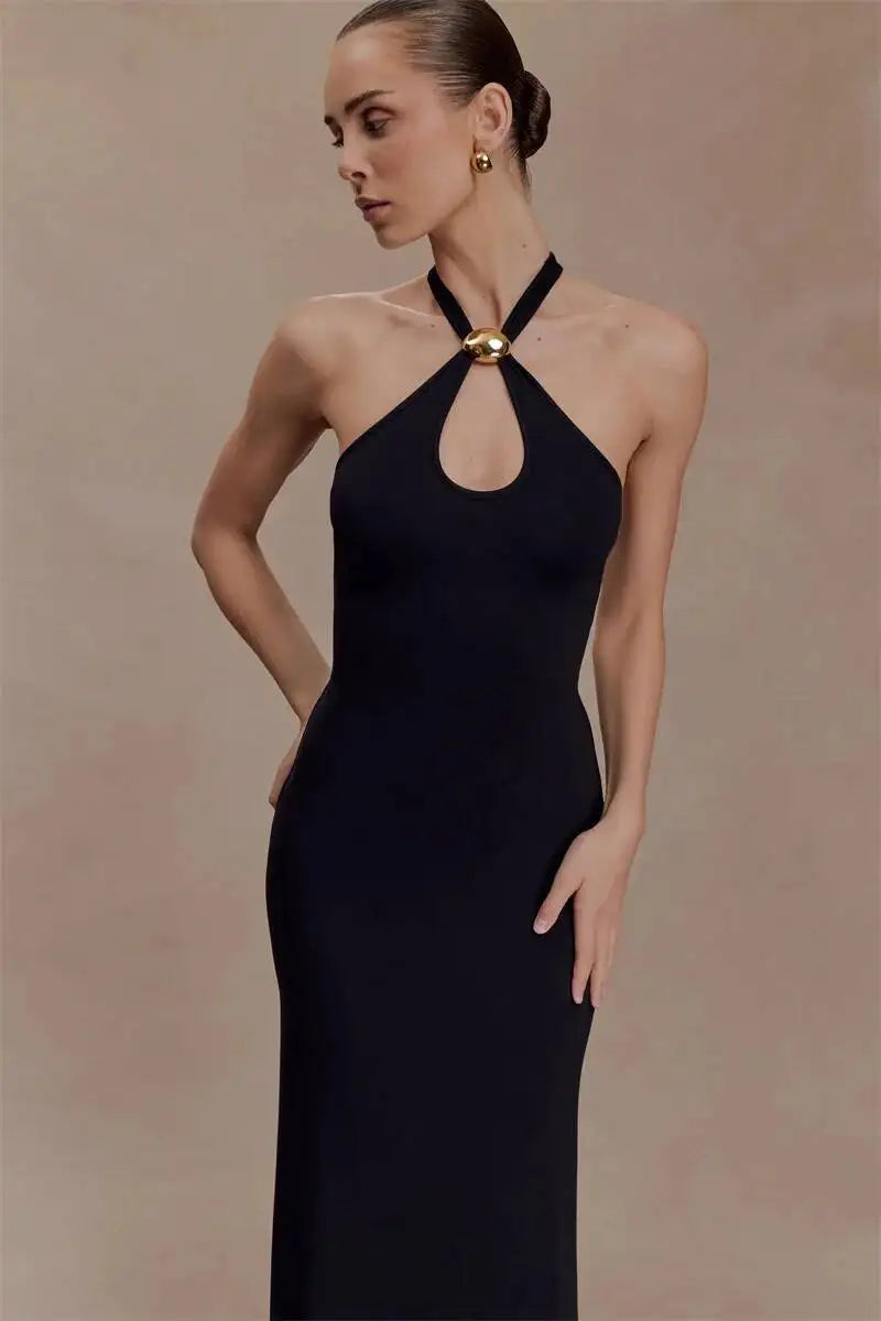 Maive Halter Maxi Dress Black