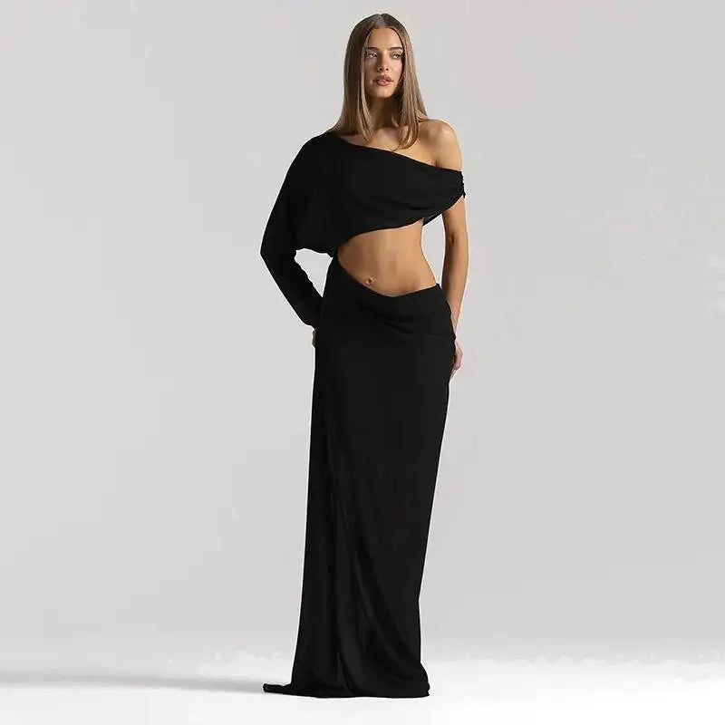 Rowesi Off Shoulder Maxi Dress Black