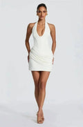 Leomisa V Neck Mini Dress White