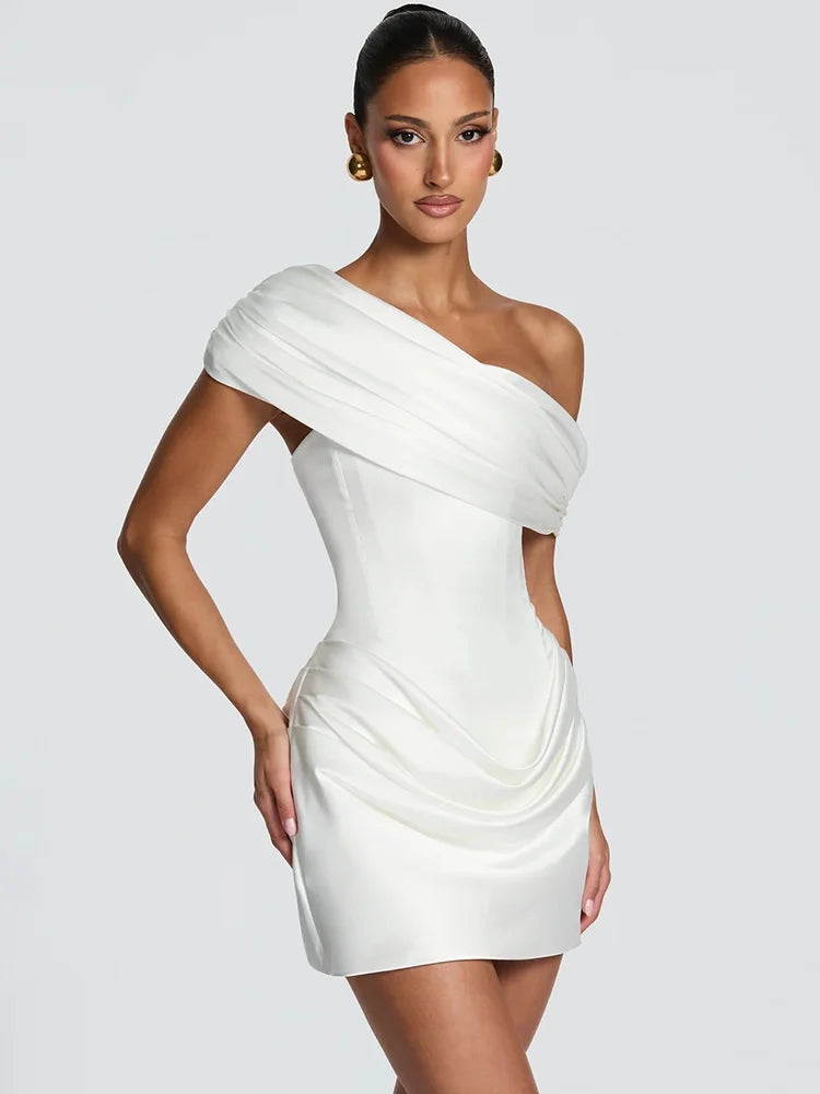 Maisons Satin Mini Dress White