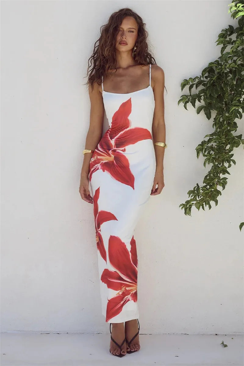 The Marigold Floral Backless Midi Dress