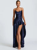 Veronica Satin Dress Navy Blue