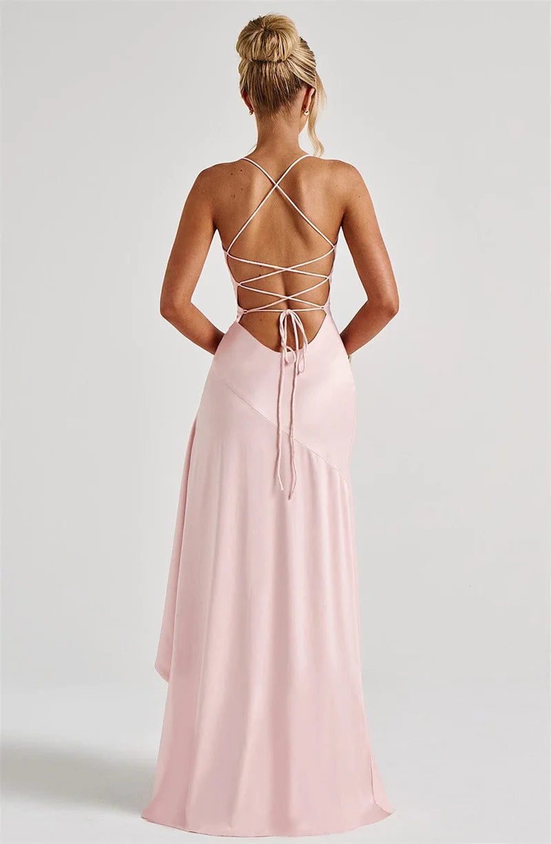 Veronica Satin Dress Pink
