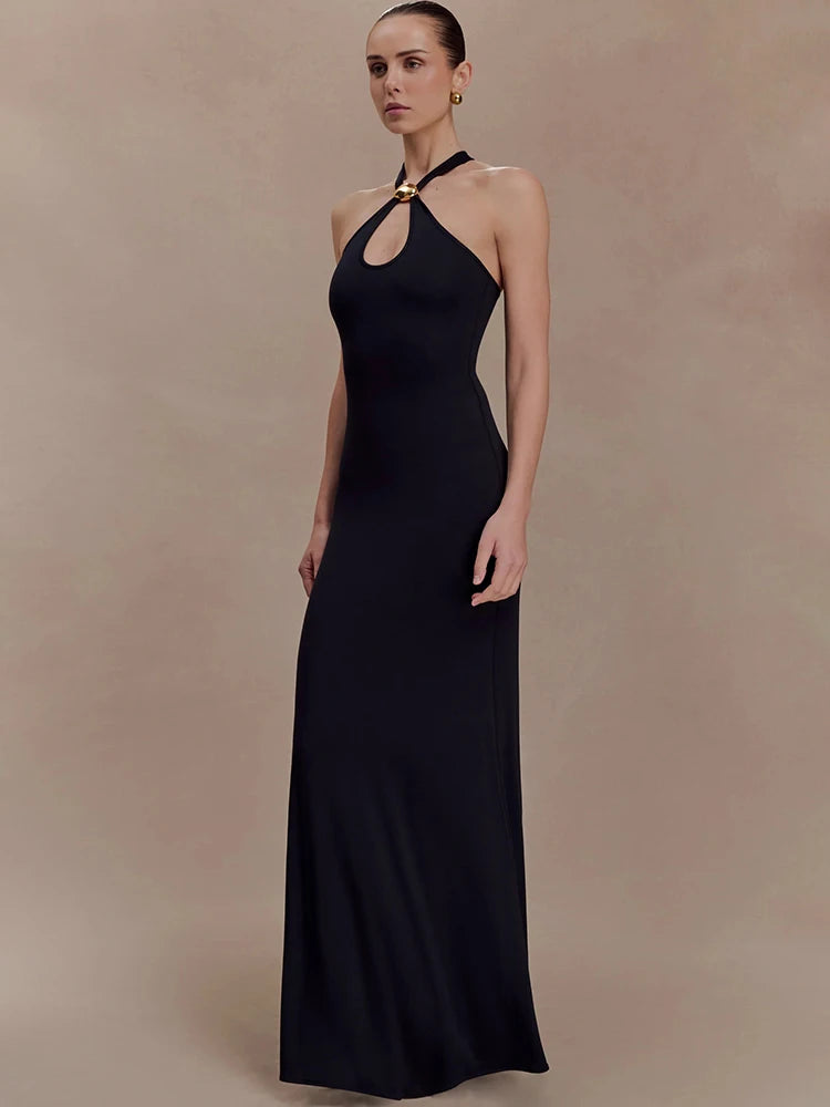Maive Halter Maxi Dress Black