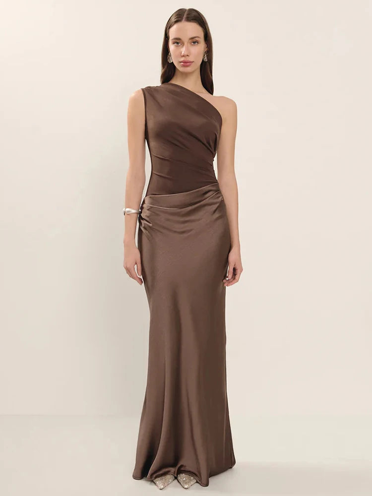 The Odette Satin Backless Maxi Dress