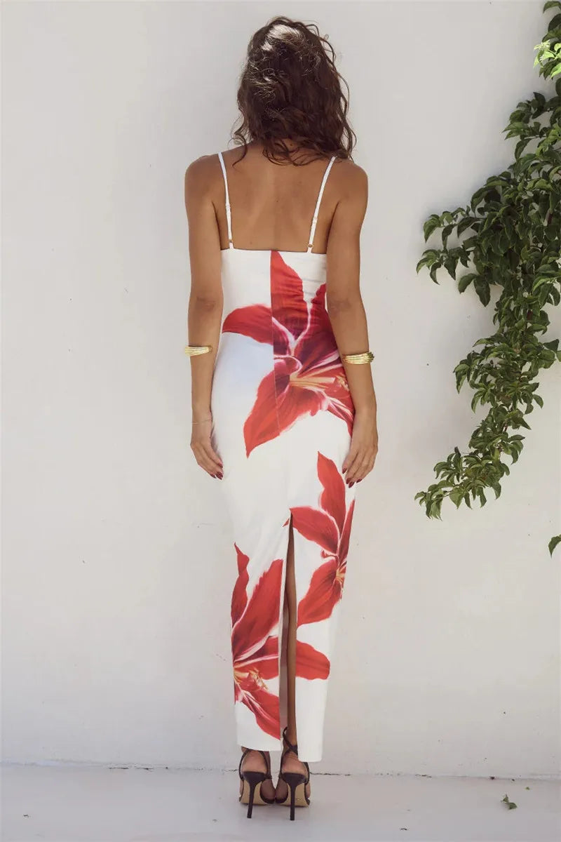 The Marigold Floral Backless Midi Dress