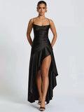 Veronica Satin Dress Black