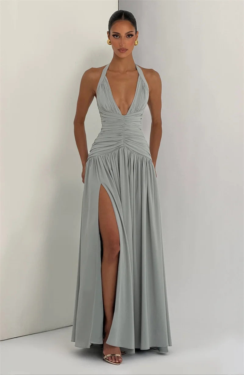 The Capri Halter Split Maxi Dress