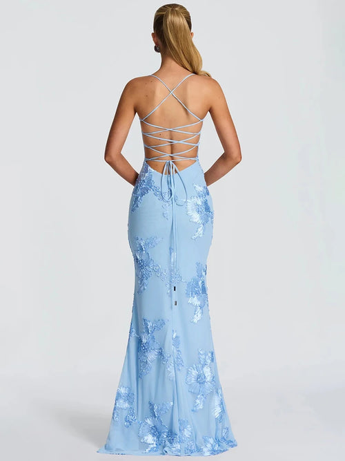 Aresa Backless Maxi Dress Blue