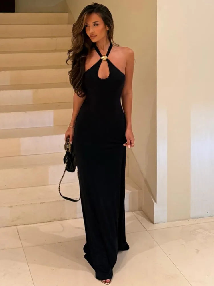 Maive Halter Maxi Dress Black