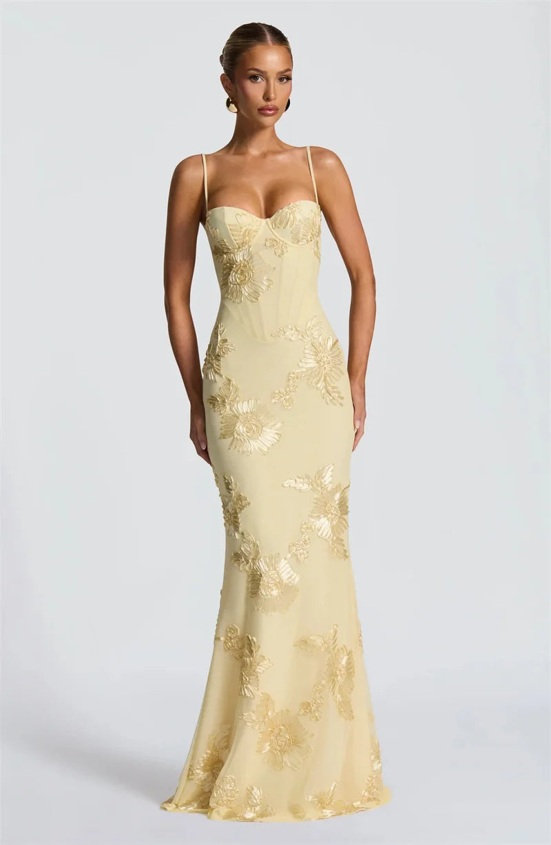Aresa Backless Maxi Dress Yellow