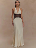 Floresa Summer Backless Maxi Dress White