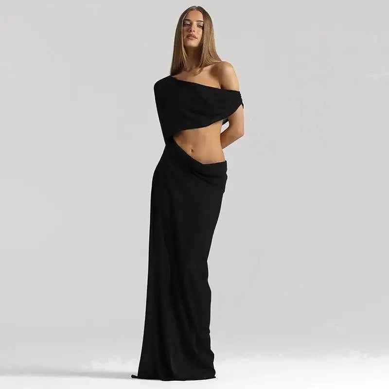 Rowesi Off Shoulder Maxi Dress Black