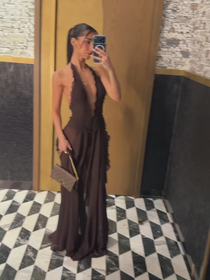 The Serena Halter Split Maxi Dress